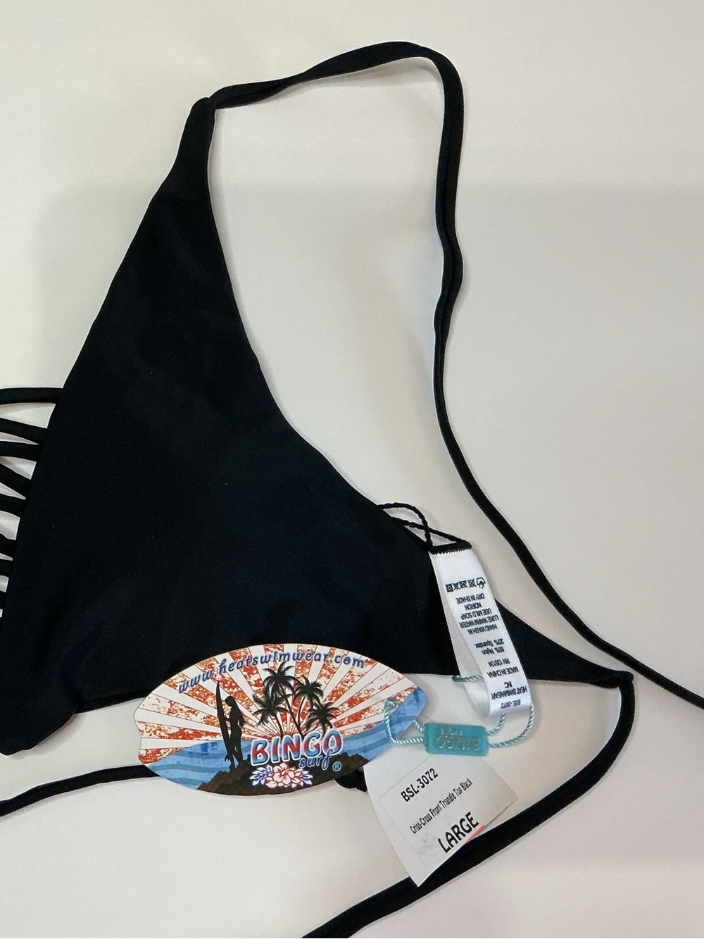 Bingo Surf Triangle Bikini Top with Criss Cross Front NWT - Picture 3 of 7